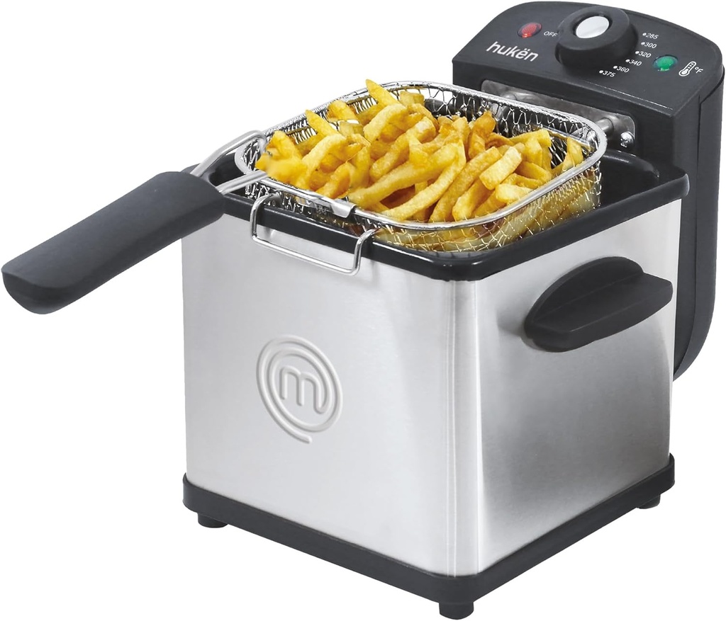 FREIDORA DE ACEITE FLASH-FRY CALENTAMIENTO RÁPIDO DISEÑO ACERO INOXIDABLE TAPA CON VENTANA PERILLA DE TEMPERATURA PANE DESMONTABLE FÁCIL DE LIMPIAR