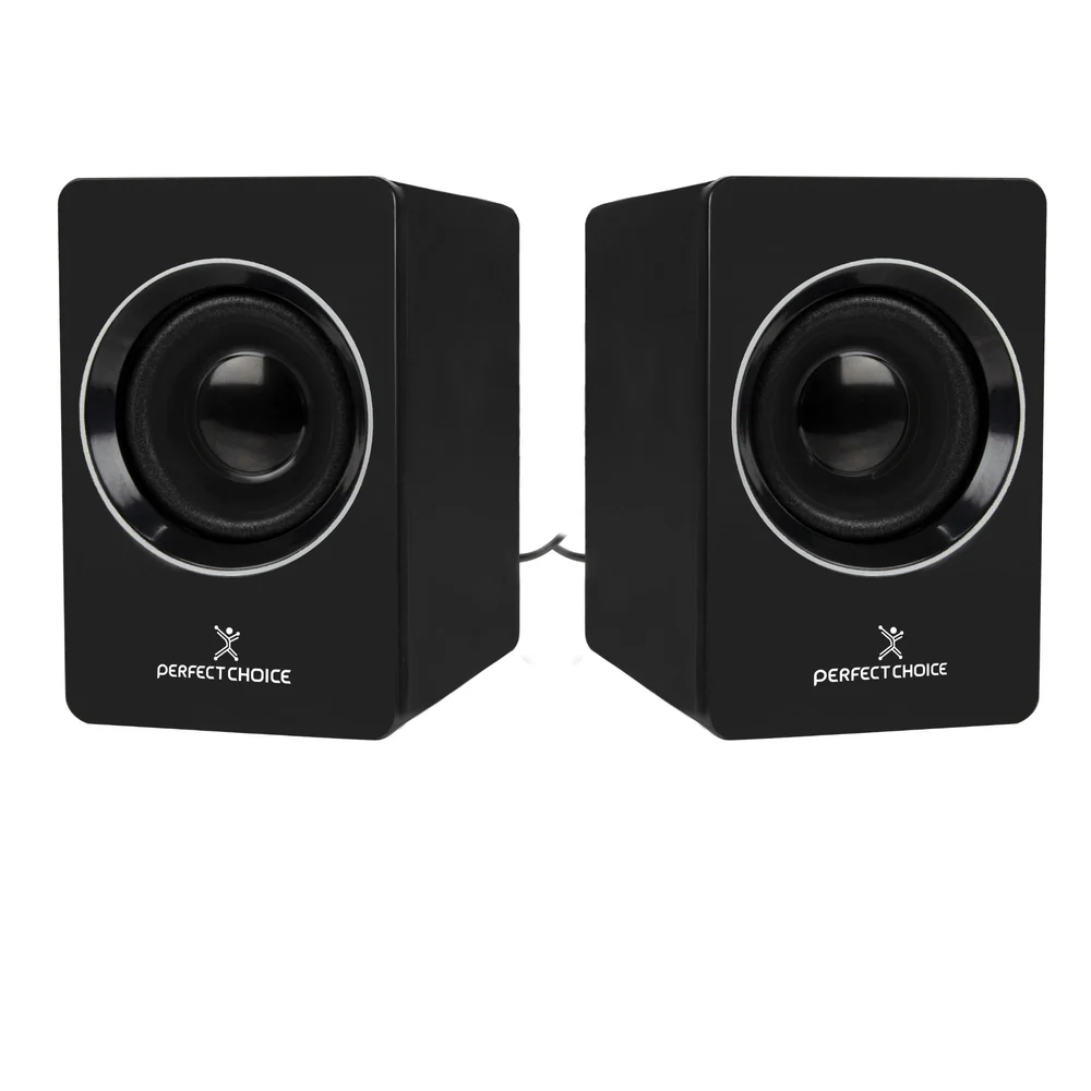 PERFECT CHOICE BOCINAS PARA COMPUTADORA MOSSO, ALÁMBRICO, 2.0, USB, NEGRO
