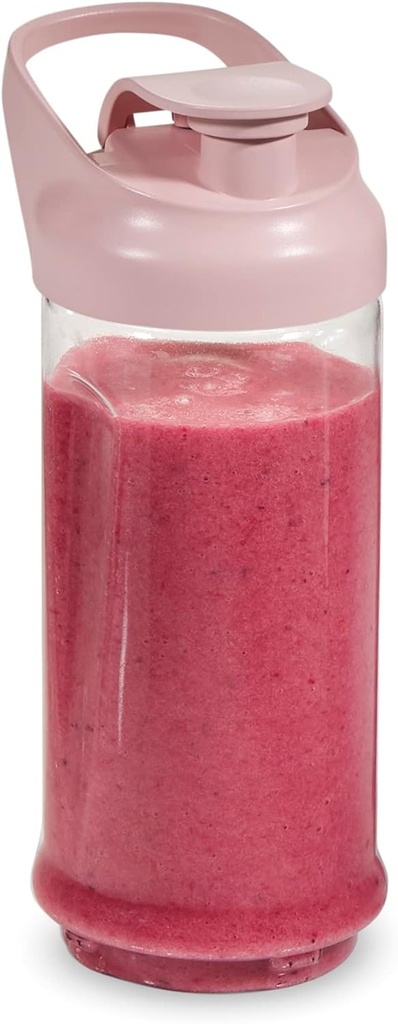 HAMILTON BEACH BLEND NOW, LICUADORA PORTÁTIL INALÁMBRICA, VASO 473ML (16OZ), 144W, CUCHILLAS ACERO INOXIDABLE, CARGA USB, COLOR ROSA 