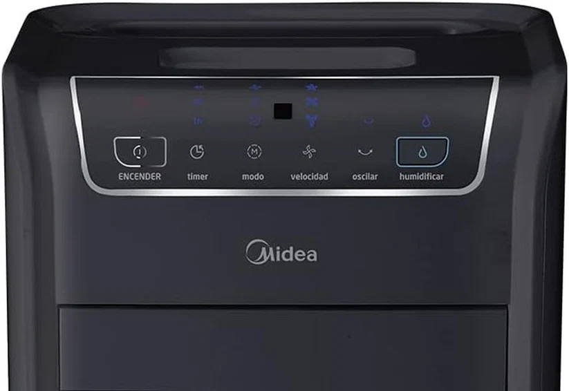 MIDEA ENFRIADOR DE AIRE ICE COOL, PORTATIL, TANQUE 5.4L, 3 VELOCIDADES, TIMER, CONTROL REMOTO, COLOR NEGRO 
