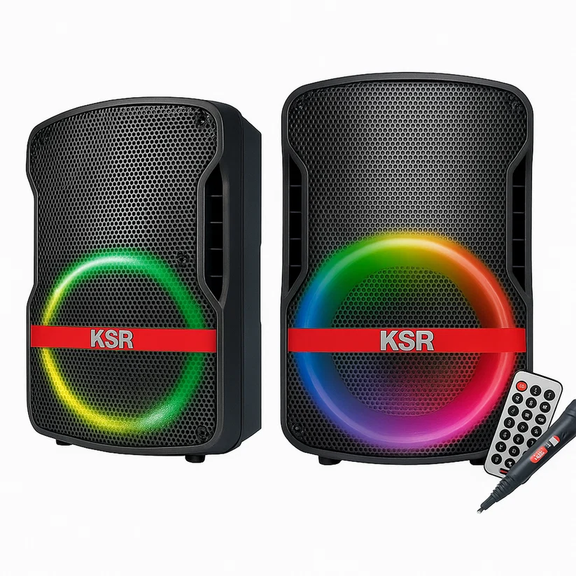 KIT DE BAFLE AMPLIFICADOR INALÁMBRICO BOCINAS CON BLUETOOTH Y MICRÓFONO INCLUIDO, 6500 W DE POTENCIA, COLOR NEGRO 8 PULGADAS
