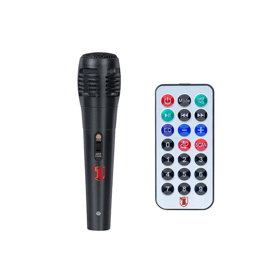 KSR (KAISER) BAFLE PROFESIONAL RECARGABLE 8", 7,200W PMPO/25W RMS, BLUETOOTH, MICRÓFONO INCLUIDO, LUCES LED, CONTROL REMOTO, COLOR NEGRO
