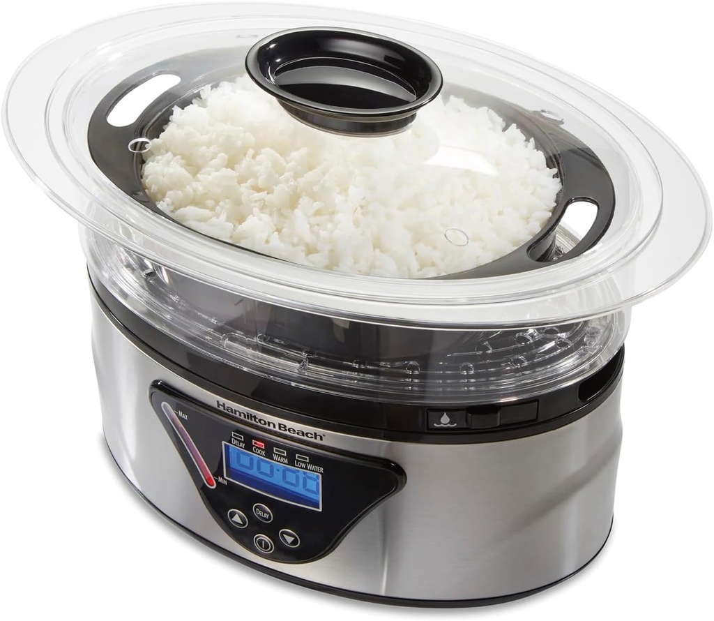 VAPORERA DIGITAL ALIMENTOS 5.2L PLATA 37530Z HAMILTON BEACH COLOR PLATEADO