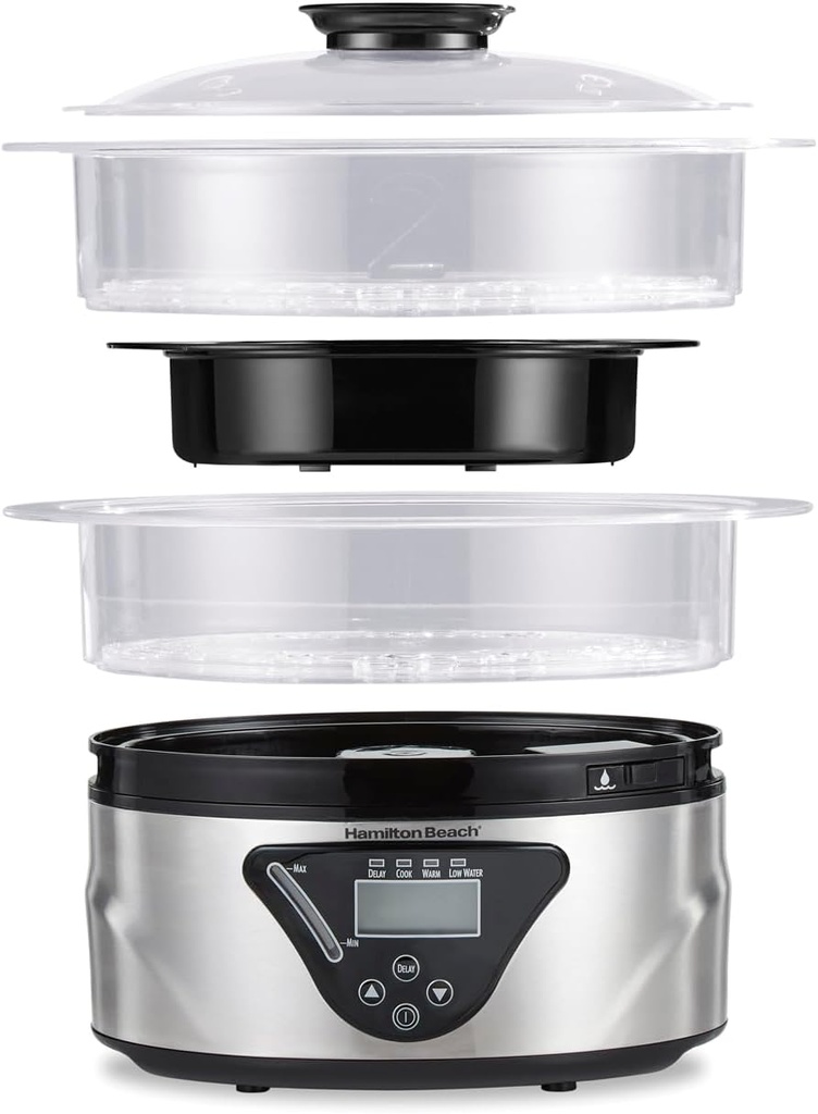 VAPORERA DIGITAL ALIMENTOS 5.2L PLATA 37530Z HAMILTON BEACH COLOR PLATEADO