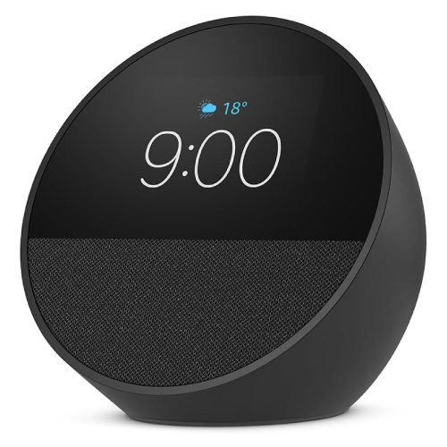 AMAZON ECHO SPOT (2024), DESPERTADOR INTELIGENTE CON ALEXA, PANTALLA TÁCTIL 2.83" (240X320PX), WIFI DOBLE BANDA/BLUETOOTH, SALIDA 2.1W, COLOR NEGRO
