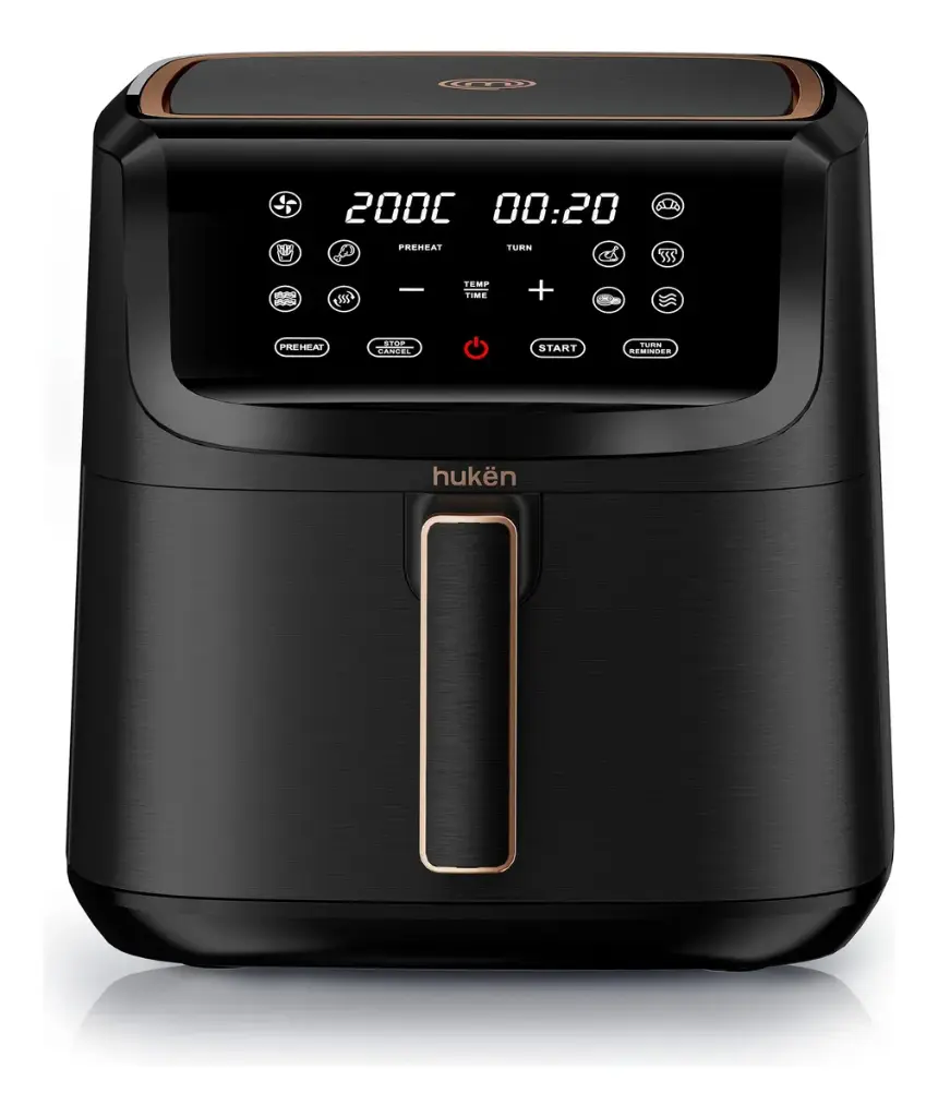 FREIDORA DE AIRE XL 8L TOUCH MATTE DUAL LED HUKËN MASTERCHEF NEGRO