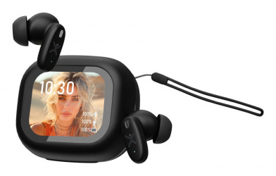 AUDIFONOS INALAMBRICOS PERFECT CHOICE TWS CON INTELIGENCIA ARTIFICIAL IA PANTALLA TACTIL COLOR NEGRO