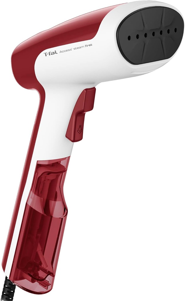 T-FAL ACCESS STEAM FIRST, CEPILLO DE VAPOR DE MANO, 1300W, CALENTAMIENTO EN 15SEG, TANQUE 70ML, COLOR ROJO