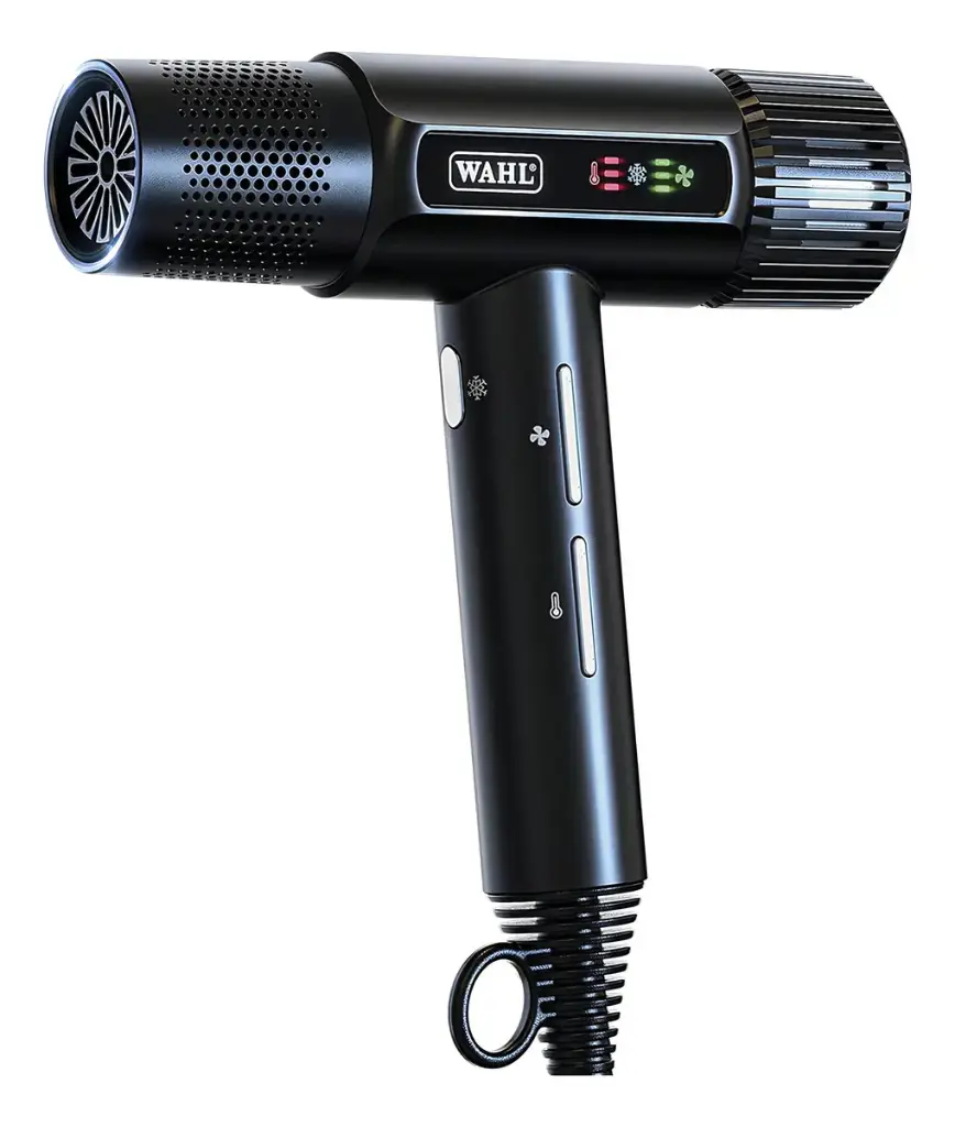 WAHL VANQUISH, SECADORA DE PELO PROFESIONAL, MOTOR DIGITAL SMOOTHTONE, 1600W, 4 TEMPERATURAS/3 VELOCIDADES, PANTALLA LED, COLOR NEGRO