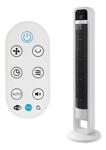 [4333021] OMNIBREEZE VENTILADOR DE TORRE, 97CM, WIFI/ALEXA/GOOGLE HOME, 4-5 VELOCIDADES, OSCILACIÓN INTERNA, FILTRO LAVABLE, COLOR BLANCO