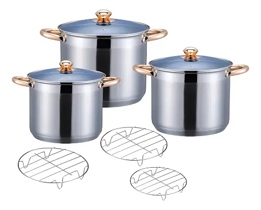 [Y204VA09] 3 OLLAS VAPORERAS CON REJILLA ACERO INOX