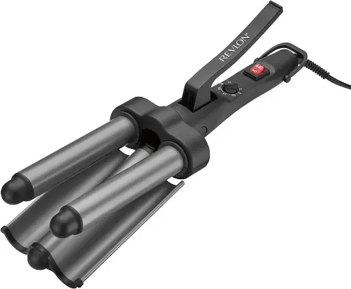 [RV084LA1] REVLON WAVER JUMBO, RIZADORA 3 BARRILES, CERAMICA TURMALINA, 30 AJUSTES DE CALOR HASTA 215°C, COLOR NEGRO